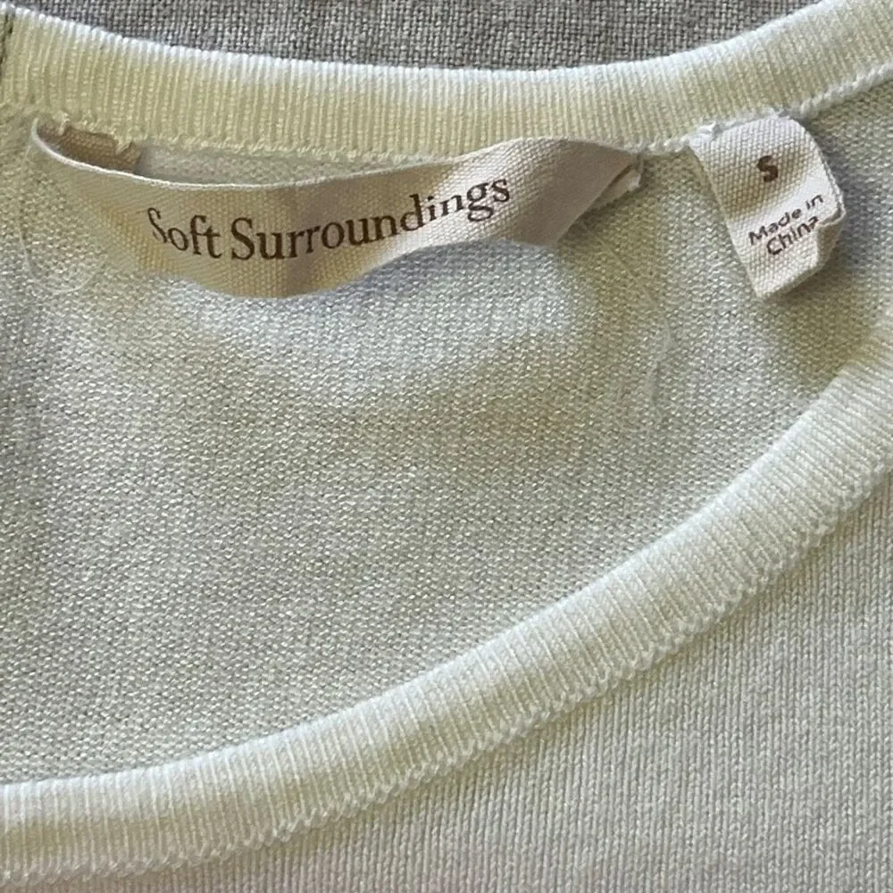 Soft Surroundings Marguiles Zip Back Tunic Sweater Top Ivory Size S